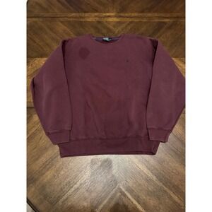 Polo Ralph Lauren Mens XL Crewneck Sweatshirt Maroon Burgundy Pony Logo‎ Stain